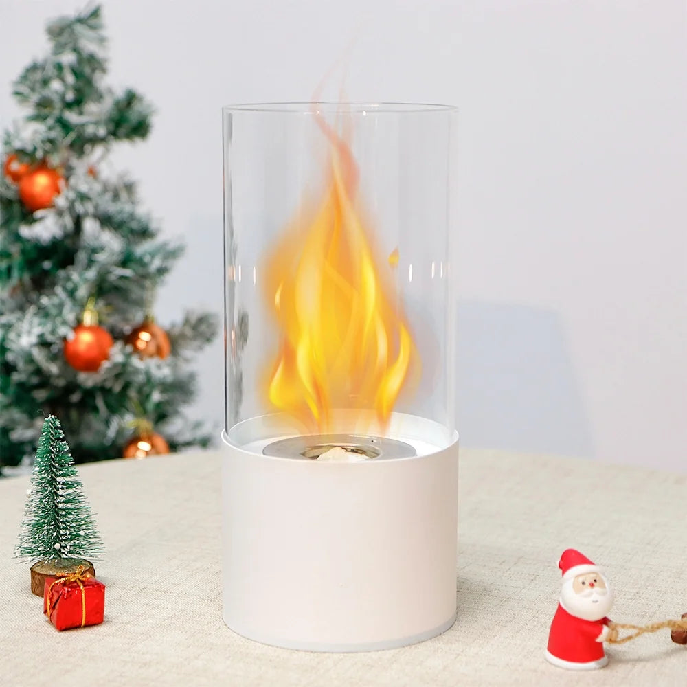 JHY DESIGN Portable Tabletop Firepit Cylindrical With Glass