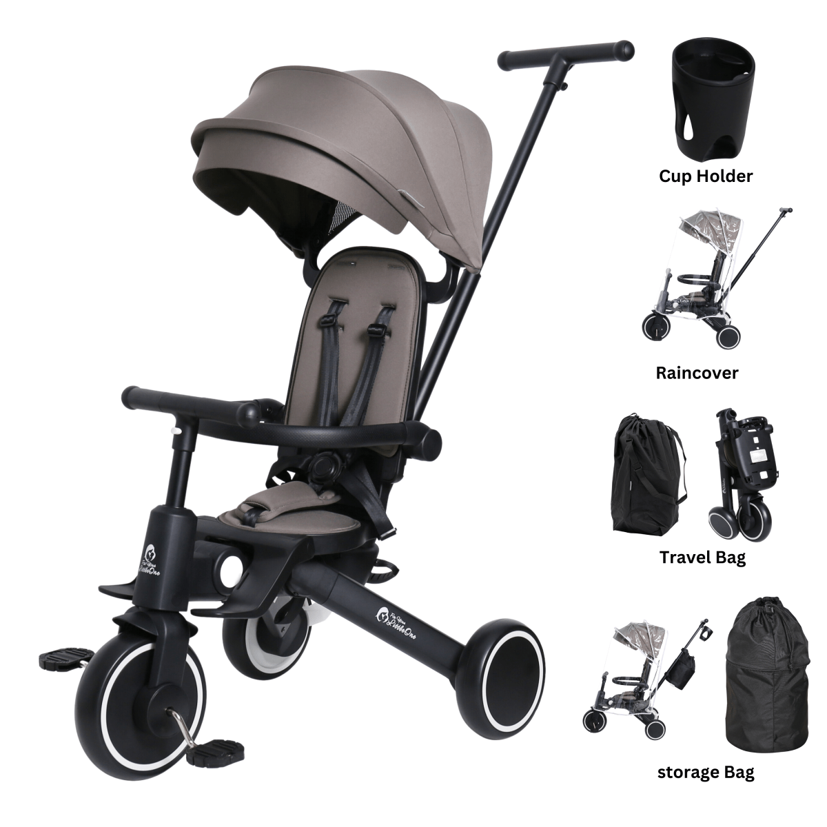 Foryourlittleone Xplor Ultimate 6 in 1 Foldable Trike - Grey Olive (10m-4y)