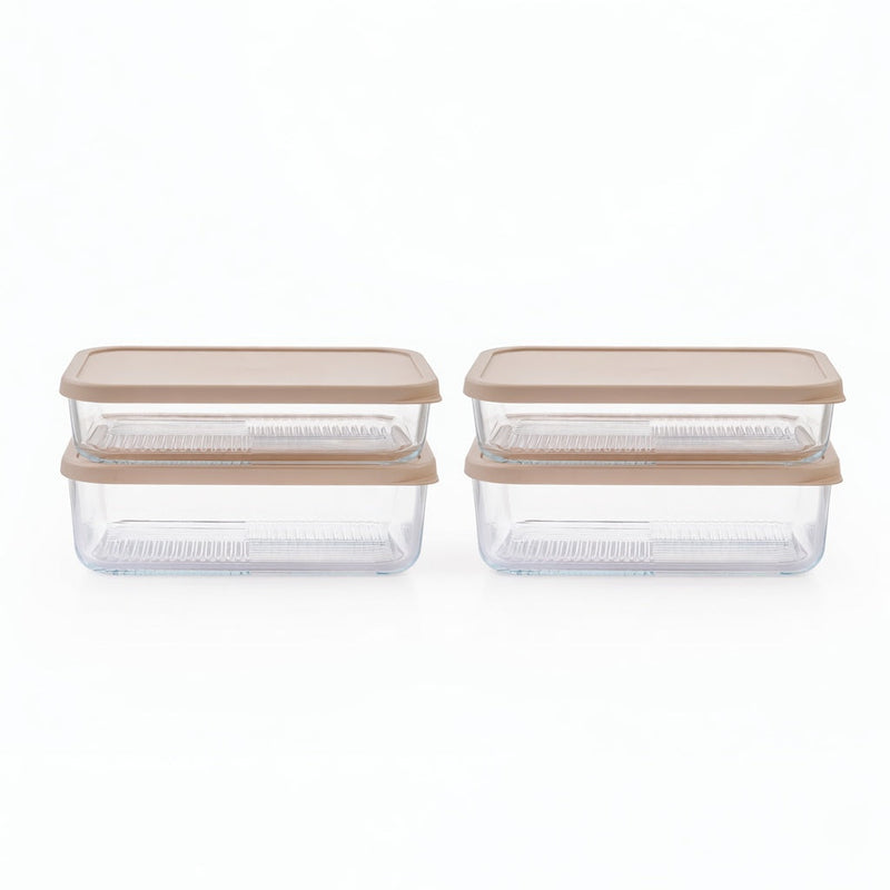 Container Culture 12-Piece Airtight Glass Food Storage Set with Lids, 25.35oz & 40.57oz Mixed Sizes - Cashew Cream-0