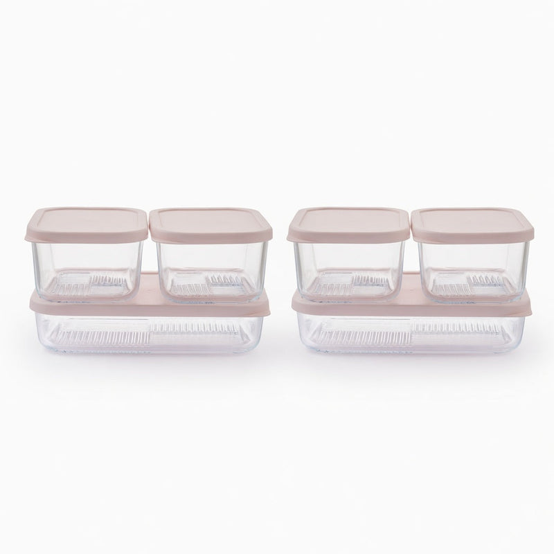 Container Culture 12-Piece Airtight Glass Food Storage Set with Lids, 25.35oz & 40.57oz Mixed Sizes - Berry Blush-0