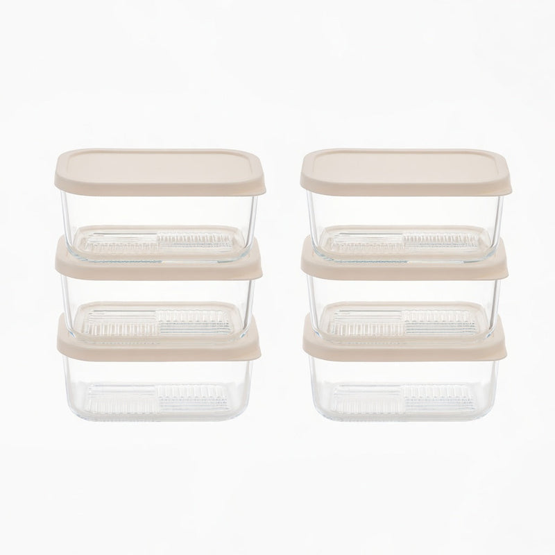 Container Culture 12-Piece Airtight Glass Food Storage Containers with Lids, 6 x 25.4oz - Vanilla Mist-0