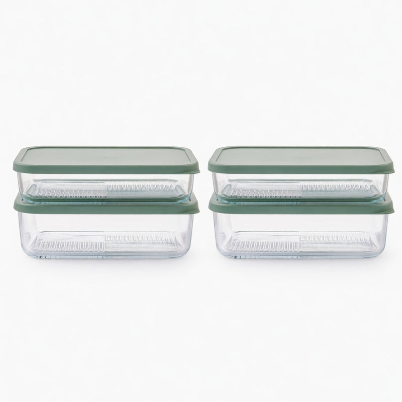 Container Culture 8-Piece Airtight Glass Food Storage Set with Lids, 40.57oz & 57.5oz Mixed Sizes - Soft Sage