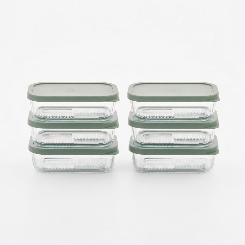 Container Culture 12-Piece Airtight Glass Food Storage Containers with Lids, 6 x 17.6oz - Soft Sage-0