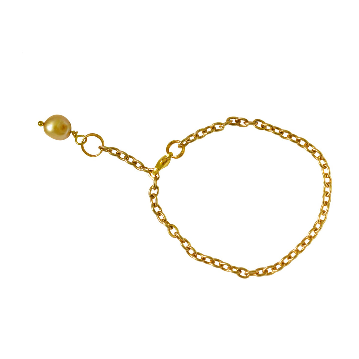 Gold freshwater pearl adjustable bracelet or anklet on gold plated chain | by Ifemi Jewels