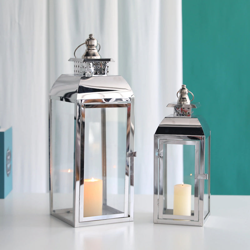 20.5"&15" High Stainless Steel Decorative Candle Lanterns ( Set of 2 )-0