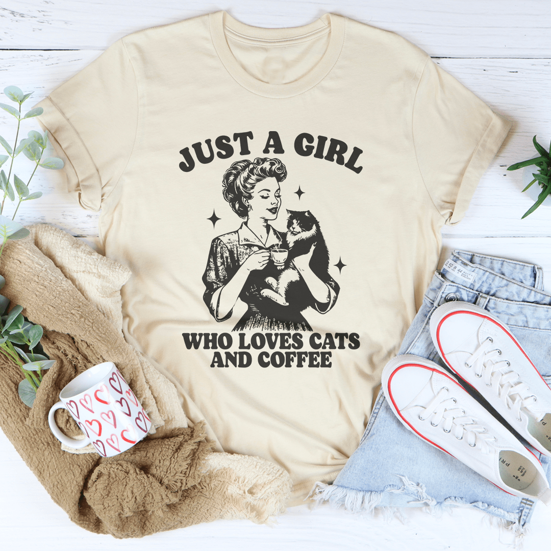 Just A Girl Who Loves Cats And Coffee Tee-3
