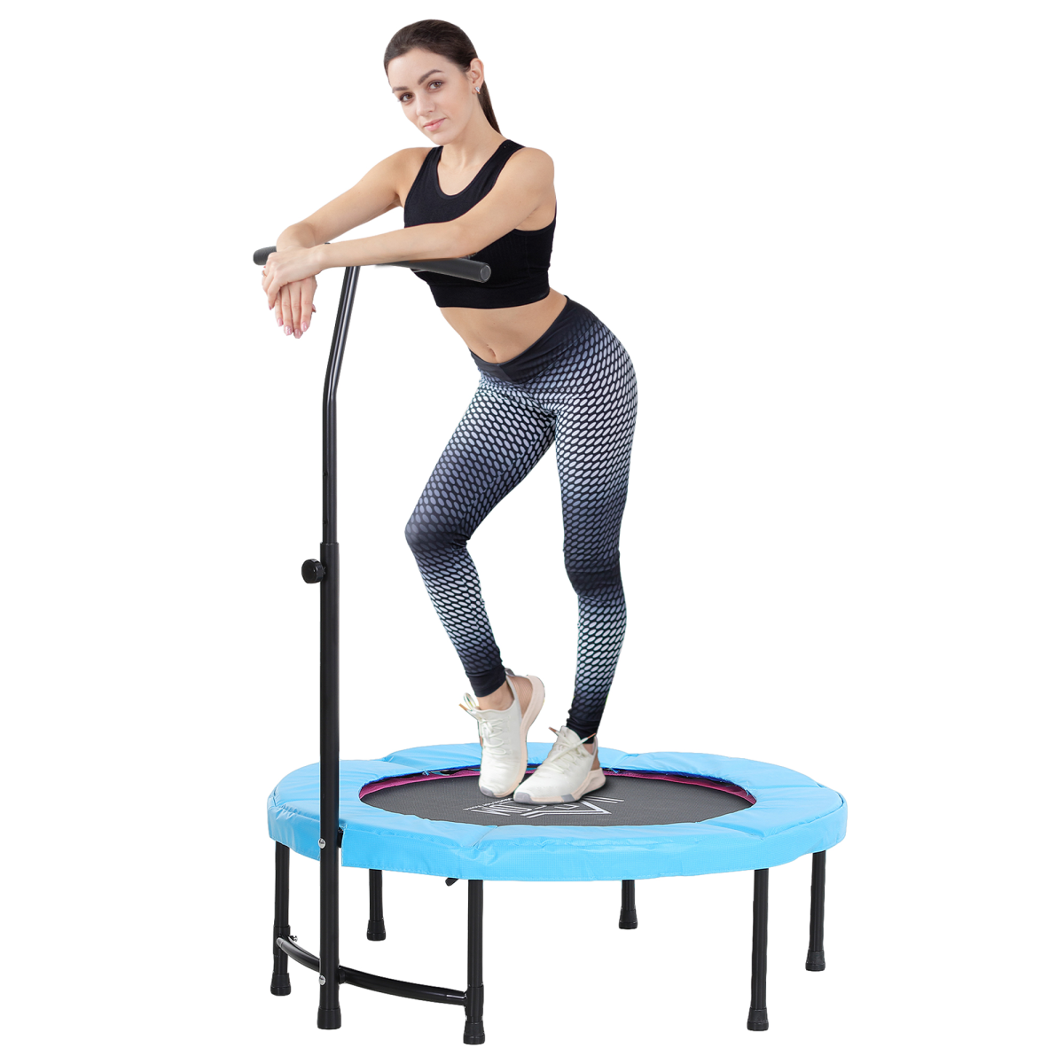 40'' Kids Mini Trampoline, Adult Rebounder Jumper with Handle Fitness