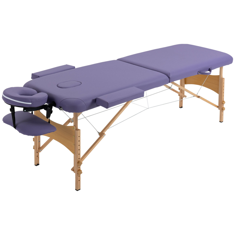 Portable Massage Bed Folding Spa Beauty Massage Table with 2 Sections Purple