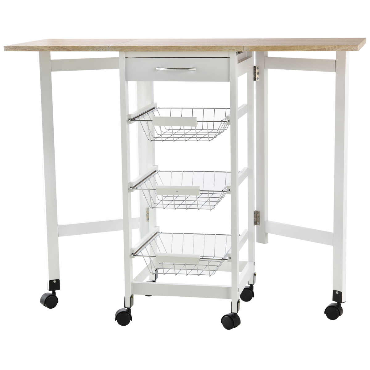 MDF Extendable Kitchen Island Trolley White