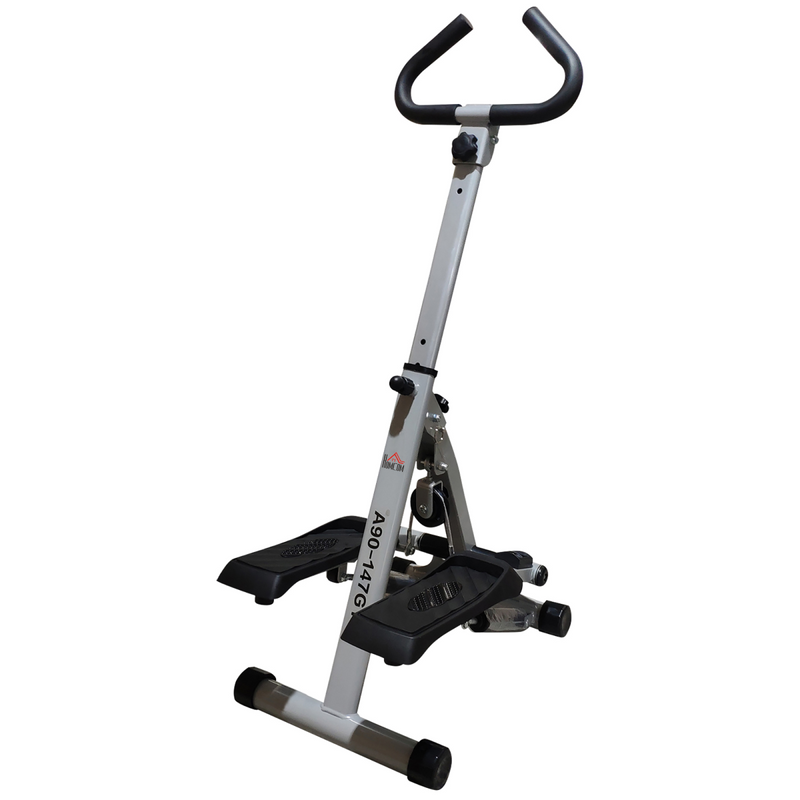 Foldable Stepper Adjustable Step Machine with Handlebar LCD Display, Grey