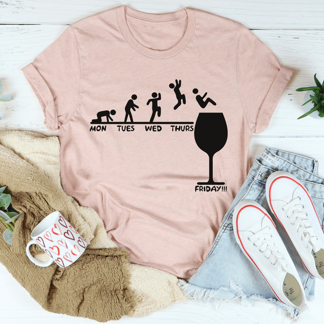 Monday to Friday Wine T-Shirt-3