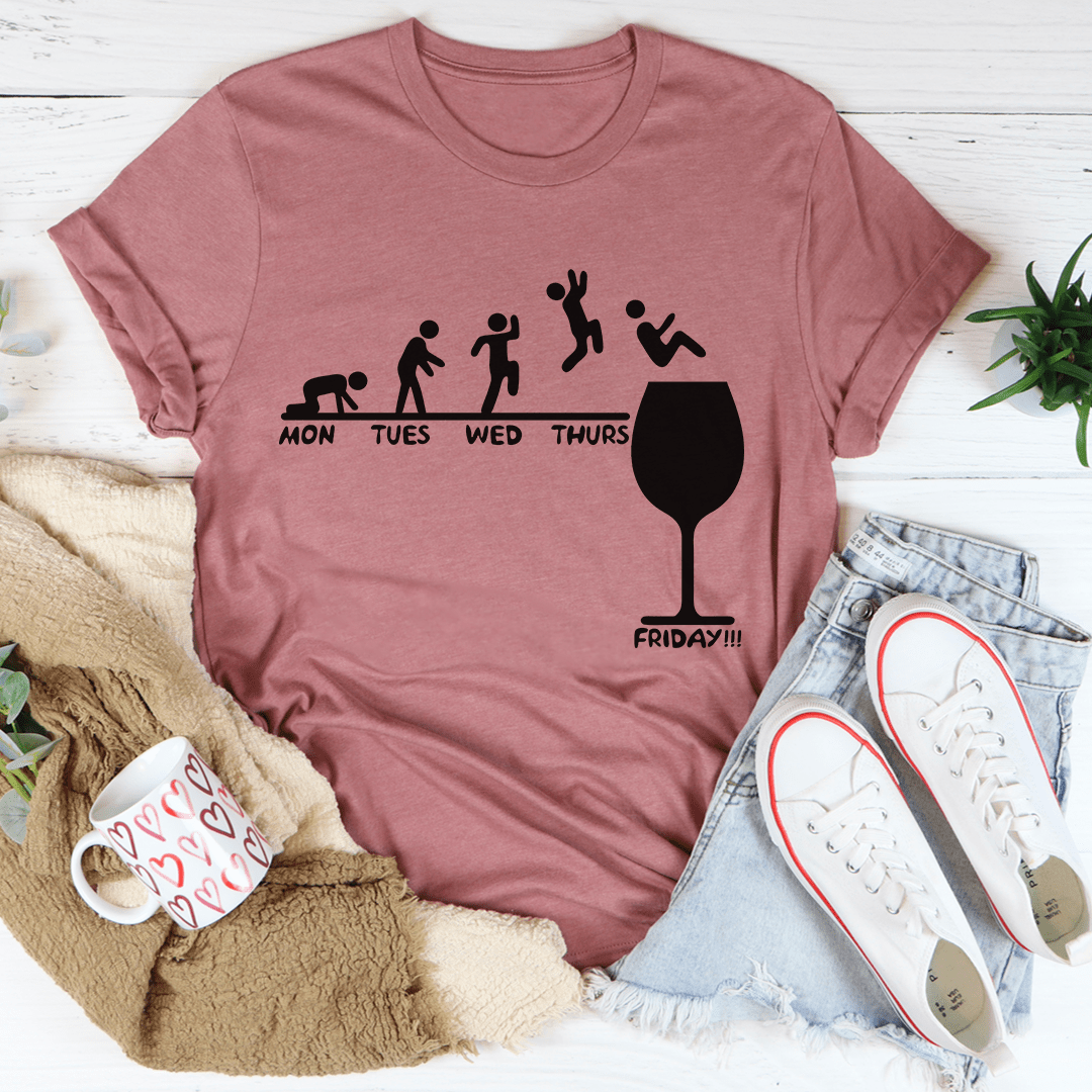 Monday to Friday Wine T-Shirt-0