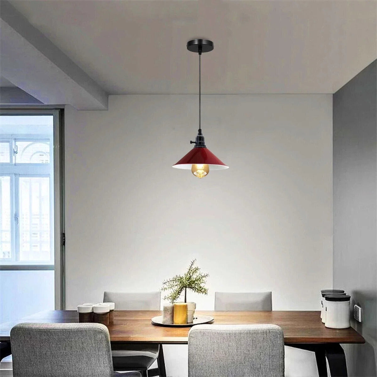 Red Hanging Commercial Light Fixtures E27 ~3173